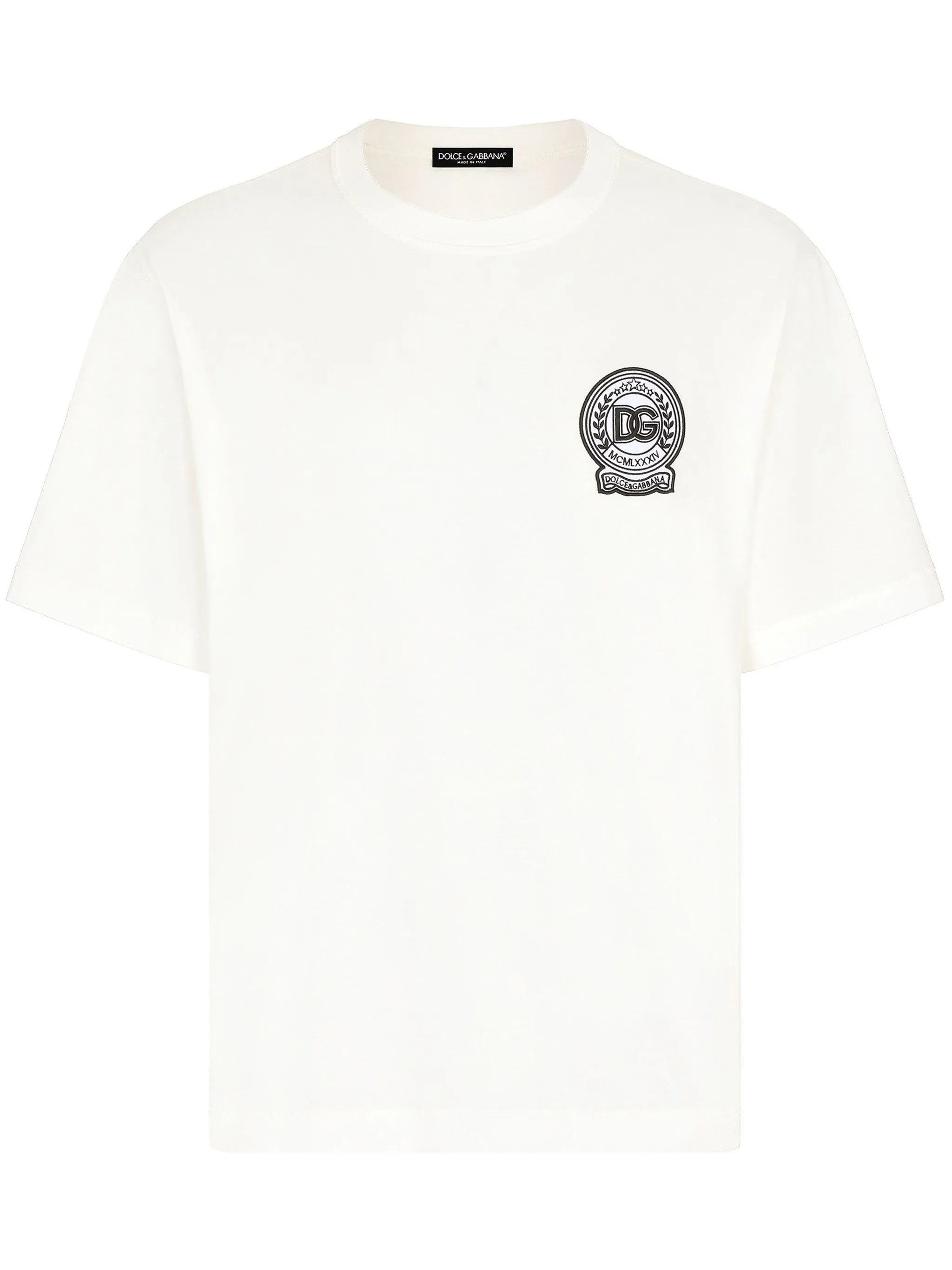 Dolce & Gabbana Roman Numerals Crest Embroidered Logo T-Shirt in White