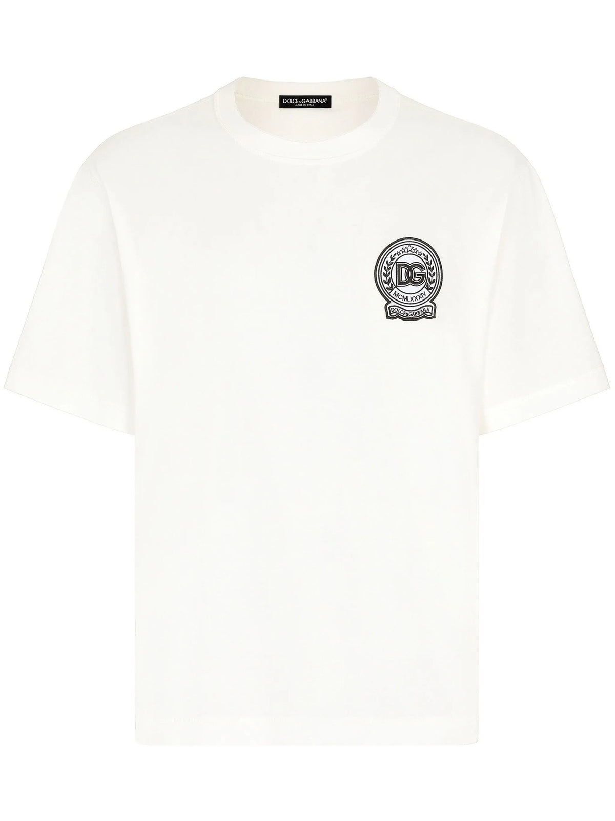 Dolce & Gabbana Roman Numerals Crest Embroidered Logo T-Shirt in White