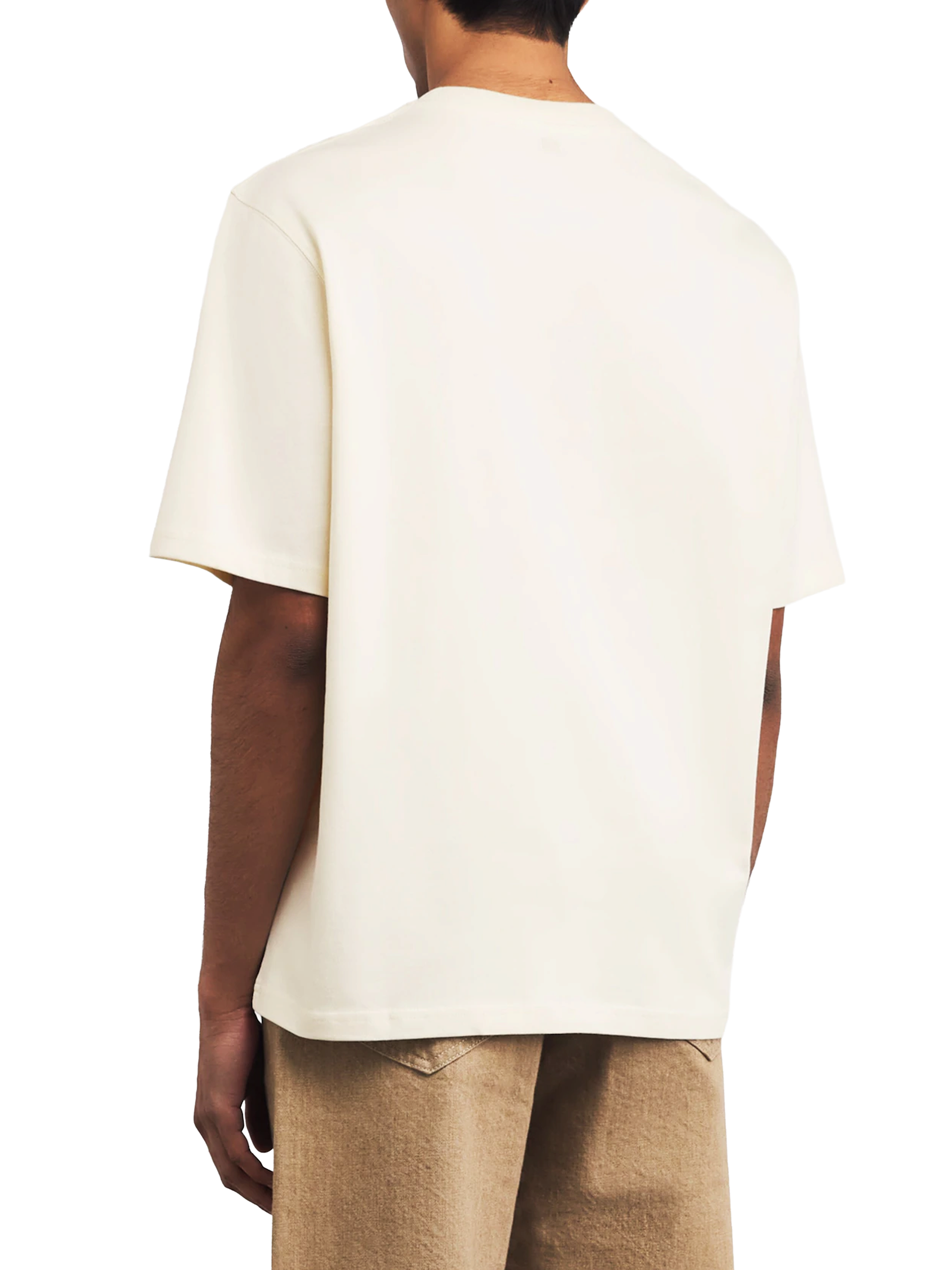 Ami Paris Ami De Coeur Zig Zag Logo T-Shirt in Beige